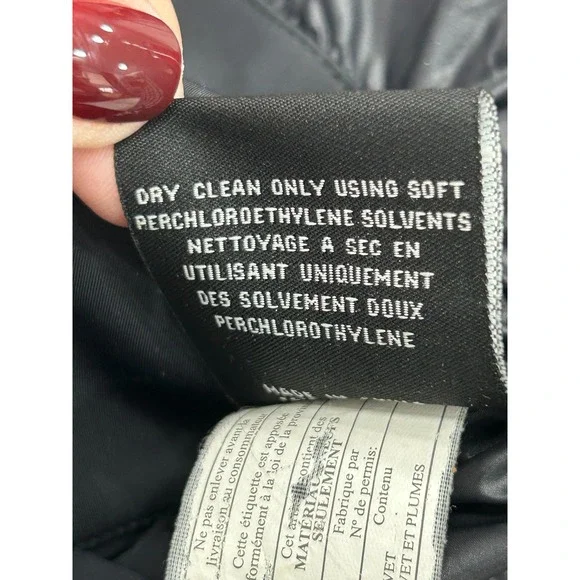 SAM‎ New York Black Quilted Down Puffer Jacket Womens 12 Cropped Zip Winter Coat - Picture 13 of 14